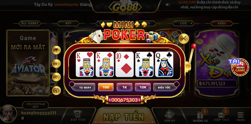 Kinh nghiệm chơi Mini Poker link vào Go88 luôn thắng