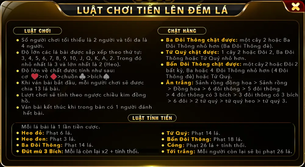 Quy luật chặt hàng trong Tiến lên đếm lá tải Go88