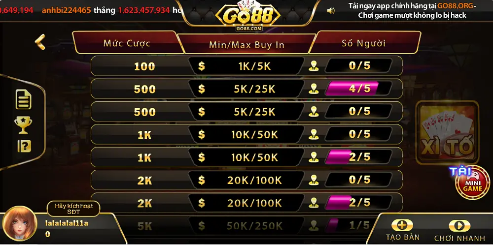 Đôi nét về game đánh bài đổi thưởng Xì tố Go88 online 